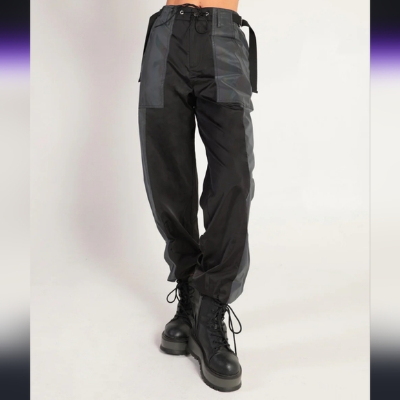 Time 2 Get Lit Rainbow Reflective Rave Cargo Joggers - Picture 2 of 5